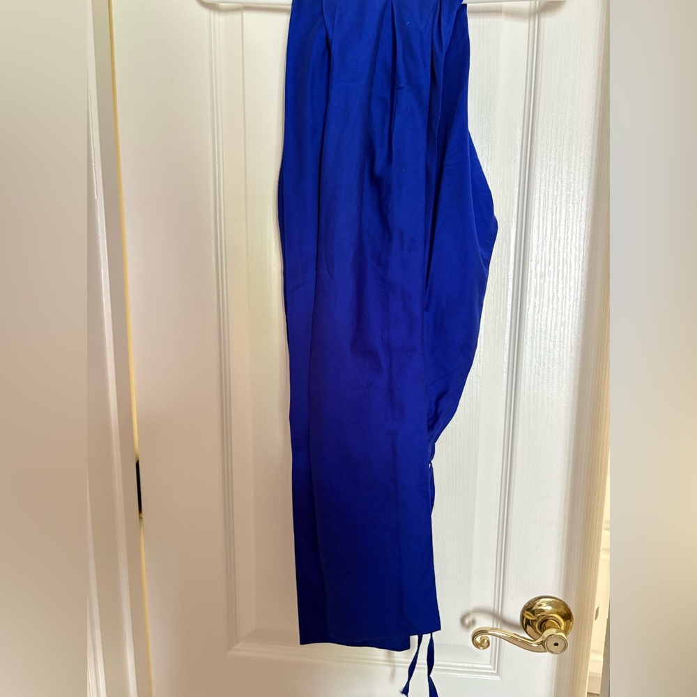 Stunning 3 piece Blue Anarkali Suit with Red & Gold Embroidery | Aprx Size Small - Picture 8 of 11